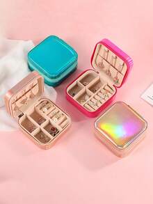 1PC Mini Jewelry Storage Box Portable Home Travel Earrings Necklace Storage Case For Women Ring Organizer PU Leather Display Case,Jewelry Case Box Portable Small Travel Jewelry Organizer Necklace Earring Ring Storage Display Gift Box Travel Essentials - Multicolor - View 7