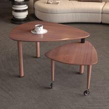 Katiago Contemporary Rotatable Cocktail Table With Solid Rubber Wood Legs, 360 Degree Rotating Coffee Table With Wood Grain Veneer Tabletop Black / Walnut / Grey Brown/White  Finish For Living Room, Bedroom - Red Violet - View 3