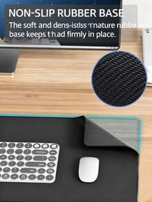 1pc Extra Large Faux Leather Desk Mat/Mouse Pad - Premium Anti-Slip Textured, Washable Rectangular Pad, Suitable For Office, Home And Gaming Computer Keyboard - Black - View 4