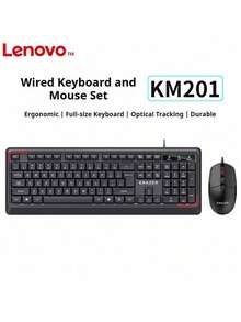 Lenovo KM201 Wired Keyboard And Mouse Combo For Home, Office, Gaming, And Laptop/Desktop Computers - Black - View 5