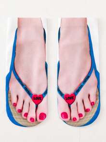 1/4 Pair 3D Flip Flop Socks, Funny & Unique Unisex Ankle Socks, Women Knee High Socks - Multicolor - View 9