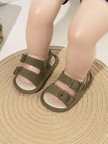 Toddler Boys' Simple Fashion Flat Sandals, Non-Slip Outdoor Walking Shoes, Summer - Army Green - View 3