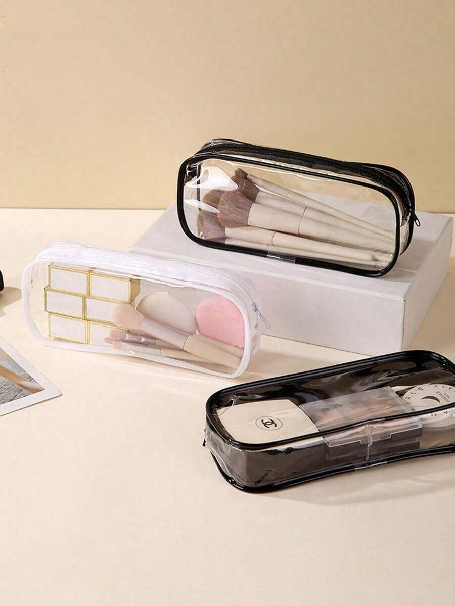 Portable Transparent Cosmetic Bag, Travel Toiletry Bag For Lipstick, Comb, Makeup, Brushes And Skincare Products, Makeup Bag, Cosmetic Pouch, Makeup Organizer,Pouch,Makeup Pouch,Travel Essential XAPG - 白色 - 查看 1