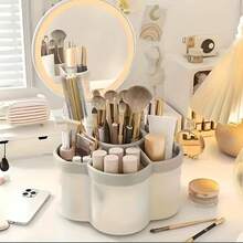 1 szt. Obrotowy o 360 stopni schowek na biurko – 6 przegródek, wytrzymały organizer z tworzywa PP, prezent świąteczny, idealny na pędzle do makijażu, długopisy i inne akcesoria – odpowiedni do biura, łazienki, toaletki, wystroju pokoju i przechowywania w domu, kompaktowa konstrukcja, wysoka jakość - Wielokolorowe - Zobacz 3