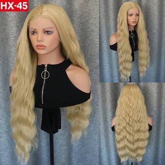 13*4 Blonde Long Wavy Synthetic Lace Front Wig Free Part Lace Wigs Synthetic Hair Wig For Women Daily Party Wigs