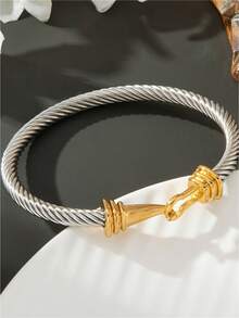 1 Stück minimalistisches Hufeisen-Schloss Armband aus Titan-Stahl, geeignet für Mädchen, Frauen, Paare, als täglicher Schmuck