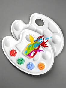 8pcs White Plastic Paint Tray Palettes, Watercolor Palette Painting Tray For Painting Party, DIY Craft And Art Painting - White - View 10