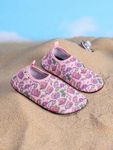 1 Pair Girls' Comfortable, Fashionable, Lightweight, Cute Cartoon Pig Design Outdoor Beach Water Shoes - Pink - View 3