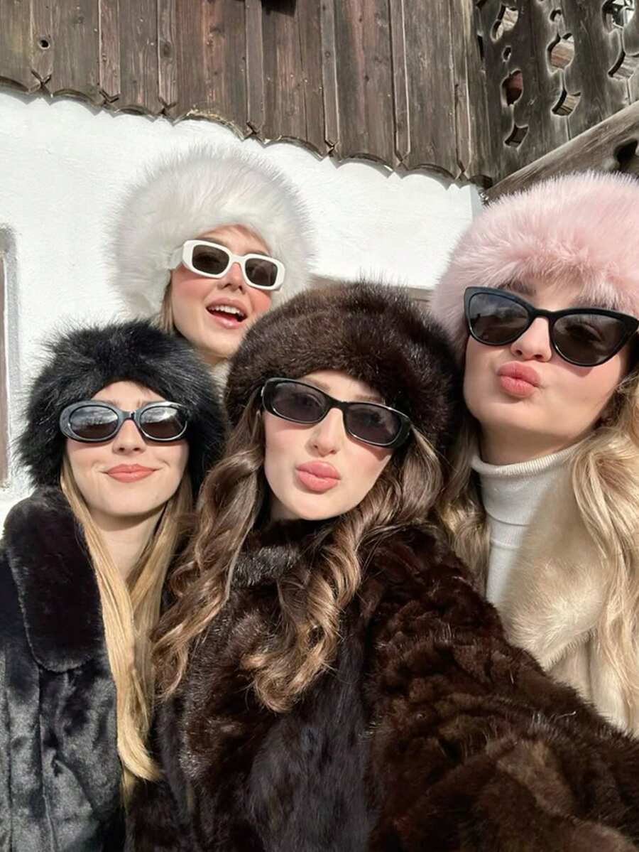 1 chiếc mũ xô ấm áp mùa đông rộng vành bằng lông nhân tạo dành cho nữ, thời trang thoải mái, thích hợp để mặc dạo phố thời trang. - Nhiều màu - Xem 1