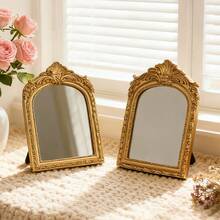 1pc Baroque Style Arched Carved Decorative Mirror, High-End Home Decor For Living Room, Bedroom, Vanity, Housewarming Gift - Arched Carved Mirror - View 8
