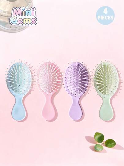 4pcs/3pcs/1pc Kids Casual Macaron Color Solid Bubble Hair Brush Set, Suitable For Travel Styling, Normal Hair Type, Salon-Grade Home & Personal Care, Children's Hair Styling Tool, Ideal Gift For Kids