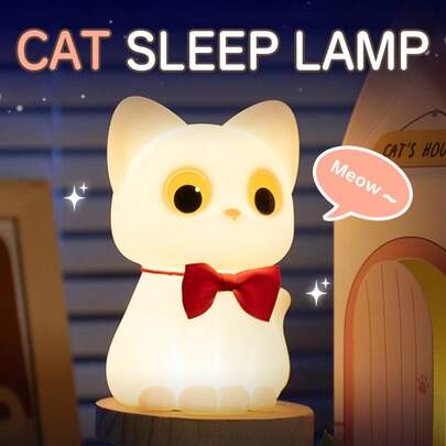 Đèn ngủ hình mèo dễ thương bằng silicon, điều khiển cảm ứng, đồ chơi giảm căng thẳng, đèn LED sạc lại với 7 chế độ màu, thích hợp trang trí phòng ngủ.