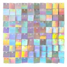 5pcs/Set Metallic Shimmery Backdrop Boards, 30*30cm, Party Decoration, Gold, Silver, Colorful - 5 Pieces Of Iridescent Silver Wind-driven Semi-transparent Base Plate - View 6