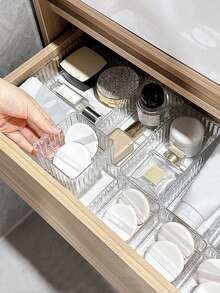 10pcs /9pcs/7pcs/6pcs/1pc Makeup Drawer Organizer, Transparent Makeup Organizer Box With Dividers And Drawer For Dressing Table,Equipped With 4 Transparent Plastic Drawers Of Different Sizes, Makeup Display Rack, Storage Box Dispenser, Suitable For Use On A Dressing Table, Providing Storage Space For Tables, Bathrooms, Kitchens, And Offices. Room Decoration, Home Decoration, Autumn Decoration, Bedroom Decoration - Nhiều màu - Xem 5