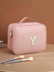 大容量双层化妆包，信封式化妆包，PU皮革防水化妆包，化妆品收纳包，轻便洗漱化妆包，带隔层的大容量洗漱包 - 粉色 - 查看 21