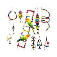 Combination Parrot Toys Set Swing Chewing Training Toys Small Parrot Hanging Hammock Ladder Bell Perch Accessories Color Random - Multicolor - View 9