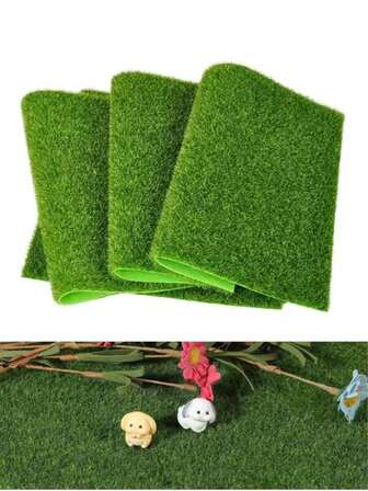 4/8片装人造草坪垫，方形，15x15厘米/5.9x5.9英寸，绿色人造草坪，适用于工艺装饰、微缩景观屋、仙女花园装饰套装、微缩工艺品、花园装饰，是绝佳的生日礼物。