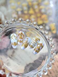 奢华金色神话骏马美甲贴纸，烫金美甲装饰美甲用品 - 金色 - 查看 5