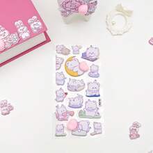 1件/套 柔软Q弹3D植绒贴纸：兔子拥抱爱心，小熊躺在月亮上，每一款都是可爱又治愈的小物件，仿佛在释放粉色泡泡，是为你的日程本增添少女气息的理想礼物。 - 彩色 - 查看 11