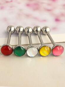 5pcs 14G Stainless Steel Tongue Piercing Bards Piercing Tongue Rings For Women And Men Stainless Steel Drip Oil Body Piercing Jewelry - Tongue ring - View 6