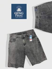 Men's Denim Shorts Without Stretch, Ideal For Those Who Like Comfort And Freedom. Simple Style, Comfortable And Goes With Everything. - Pendek-cinza- - View 1