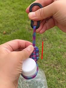 1pc Outdoor Handmade Adjustable Multi-Function Water Bottle Clip, Water Bottle Hanger, Umbrella Rope, Hat Clip, Universal For Bottled Water Keychain - Multicolor - View 3