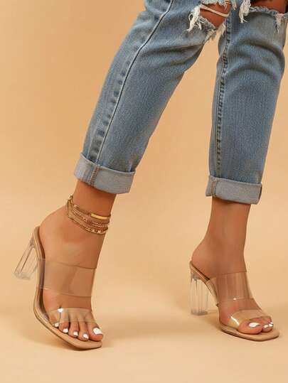 ISPORTE Stilettos transparentes de verano, sandalias de mujer de cristal transparente, zapatillas versátiles, cómodas, sexys y elegantes.