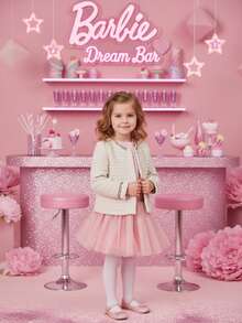 Barbie Saco de tejido tipo tweed blanco con hilos dorados - Albaricoque - Ver 4