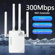 300Mbps 无线 WiFi 中继器 2.4G 无线信号扩展器 Wi-Fi 放大器路由器 远距离信号增强器 - 英規插(220-240V) - 查看 1
