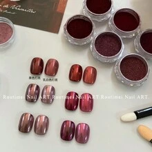 红色圣诞美甲铬粉：镜面金属质感DIY美甲，节日美甲颜料。 - 彩色 - 查看 5