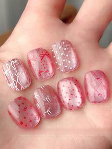 1件可爱蝴蝶结图案美甲模板，节日美甲印花板，DIY美甲沙龙设计礼品美甲配件工具，美甲印花 - 彩色 - 查看 5