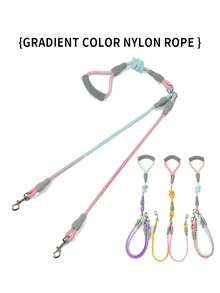 2-In-1 Ombre Dog Leash, Lightweight Soft Handle Dual Dog Leash For Small/Medium Dogs, Anti-Escape Walking Leash - Multicolor - View 2