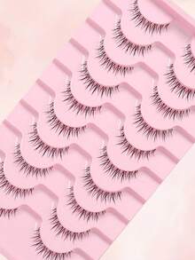 LIMEIKAI 10 Paar Sonnenblumen-Flammen Künstliche Wimpern - Komplettes transparentes Band, 10-12mm natürliches Aussehen, wiederverwendbar - Natürliche Wimpern - Übersicht 5