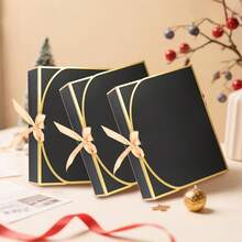 10pcs Black Edged Gift Boxes, 10.6 X 7.8 X 3.1 Inches (Approx. 27 X 20 X 8 Cm), Bridesmaid Proposal Boxes With Ribbon, Covered Gift Boxes For Mother's Day, Wedding, Birthday Party, Anniversary - Black - View 3