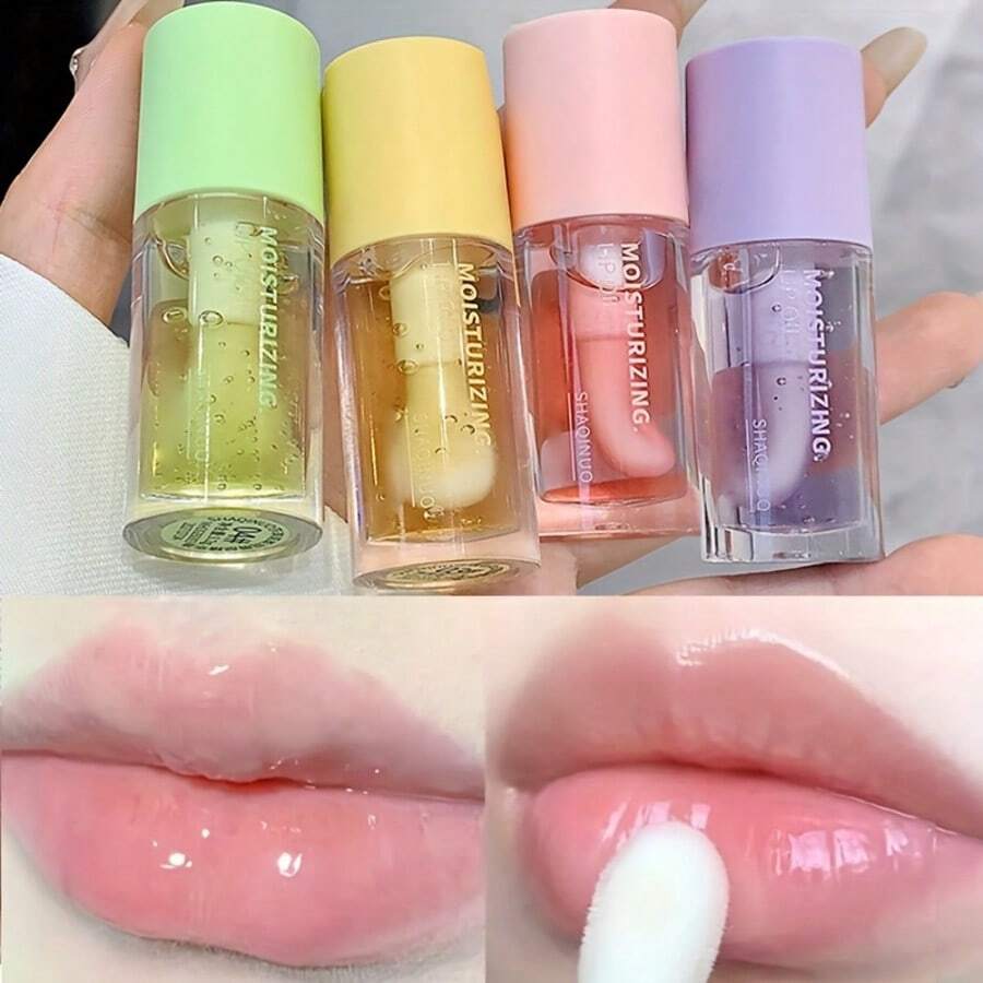 4-Piece Set Of Softening Lip Essence Oil, Moisturizing And Hydrating Plump Lips, Lipstick Primer Lip Balm - Strawberry - 查看 1