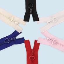 5yards 3# Nylon Zipper With 10pcs Heart-Shaped Zipper Pulls = 1 Pack, Colorful 3# Zipper With Heart Zipper Pulls, Suitable For Bags, Handbags, Sewing Replacement, DIY Wallets, Etc.