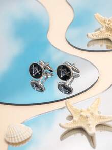 1 Pair Fashionable French Business Round Metal Stainless Steel Cufflinks, Suitable For Shirts, Great Gift For Friends On Holidays And Birthdays