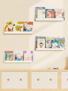 Acrylic Floating Shelves - 2 Packs Wall-Mounted Organizer, Bathroom Organizer, Kids Floating Bookshelf For Bathroom, Bedroom, Or Kitchen - Easily Installs With Adhesive (No Drilling Required) Or Screws (Drilling Required) - Modern Shelving - Multicolor - View 3
