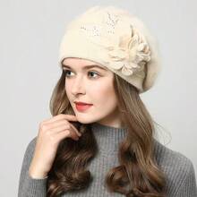 1pc Autumn/Winter Korean Style Faux Rabbit Fur Knitted Beanie Hat, Women Double Layer Thick Warm Ear Protection Beret Cap, Versatile Knit Knitted Hat - A - View 9