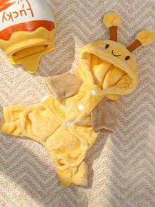 可爱宠物新款秋冬轻便保暖服，蜜蜂主题设计，时尚按扣，适合遛狗穿着，狗狗保暖撞色设计，适合所有犬种和猫咪，遛狗外套，幼犬必备，遛狗和远足必备。 - 黃色 - 查看 9