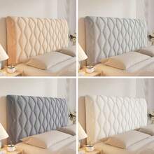 1件几何图案绗缝软垫床头板套，纯色加厚绒面全包式床头板套，弹性背衬，倚靠舒适，简约优雅，质地柔软顺滑，经久耐用，防缩水，防碰撞，适用于各种床头板形状，可拆卸机洗