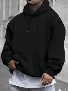 Sudadera con Capucha de Hombre con Estampado de Árbol de Navidad y Bolsillos - Ajuste Holgado, Sudadera Casual de Invierno, Sudadera para Fiestas de Navidad, Suéter Lavable a Máquina para Clima Frío (Otoño/Invierno) - Negro - Ver 2