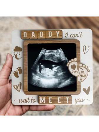 Wooden Ultrasound Photo Frame - Grandparent Baby Announcement Wooden Decor - Pregnancy Frame For Expectant Moms - Gift For Pregnant Women, Moms And Dads