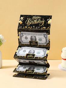 一套黑色金色生日礼物现金卡包，生日派对回礼袋，生日现金礼物包装袋（含信封），趣味送礼方式，惊喜现金盒，黑色金色生日派对装饰用品（2026），黑色金色生日派对用品，婚礼回礼，节日庆典情人节生日礼物用品 - 黑金色氣球 - 查看 6