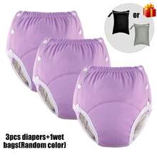 4pcs Set (3pcs Reusable Cloth Diapers + 1pc Wet Wipe Bag), Unisex, Adjustable, Washable, Suitable For Incontinence Use By Elderly, Disabled, Postpartum