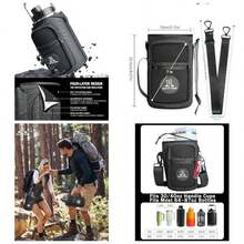 - Soporte universal para botella de agua, compatible con de 30/40 onzas con y vasos rectos de 64/86 onzas, correa ajustable, proteccin de neopreno para viajes en el - negro + 64/87 oz - Ver 1