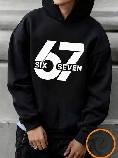 Tween Boy "67" Fleecefodrad tröja med siffror och bokstäver, varm och bekväm för höst/vinter