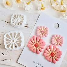 2 Pieces/Set Bohemian Lily-Shaped Polymer Clay Cutter, Used For Jewelry Making, Abstract Petal Clay Cutter, Used For DIY Necklace Pendant Jewelry Making, Hollow Flower Clay Embossing Mold, Jewelry Making Tool