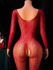 Women's Leopard Print Sexy Backless Seamless Jumpsuit - Red - View 4