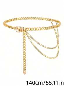 1件装加大码女式街头风多层方形扣腰链 - Y2K风格配饰，百搭实用，适合日常佩戴、送礼、婚礼和派对等场合。 - 金色 - 查看 9